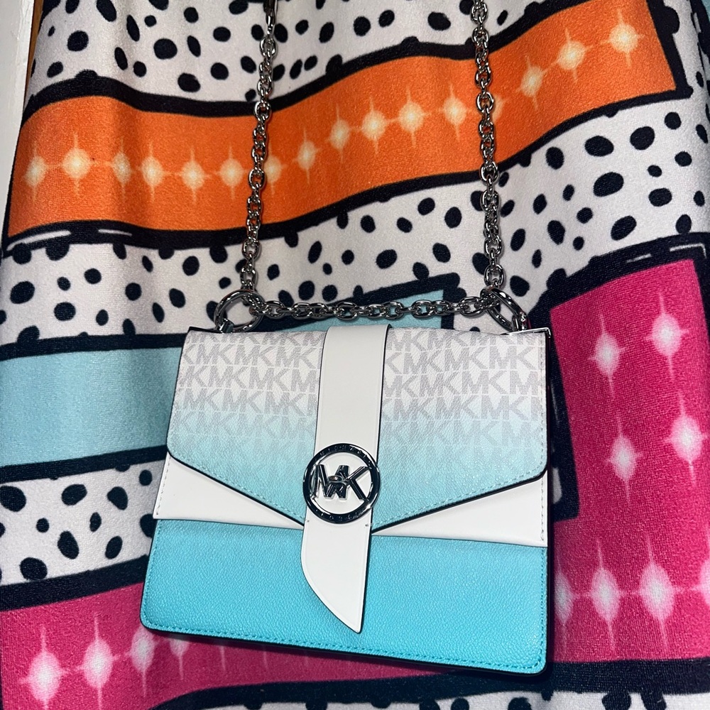 Michael Kors Crossbody Bag teal aqua blue white
